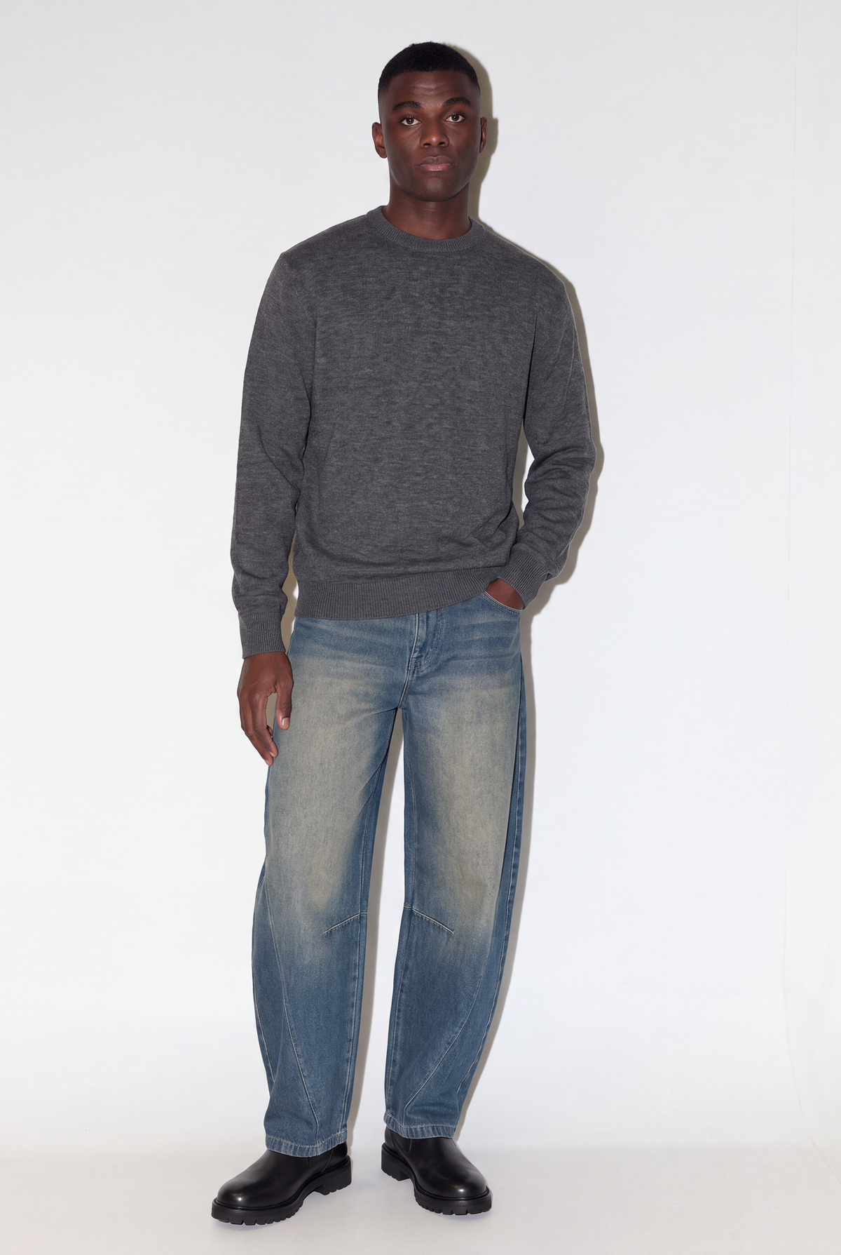 Camisola Gola Redonda - Smoked Pearl