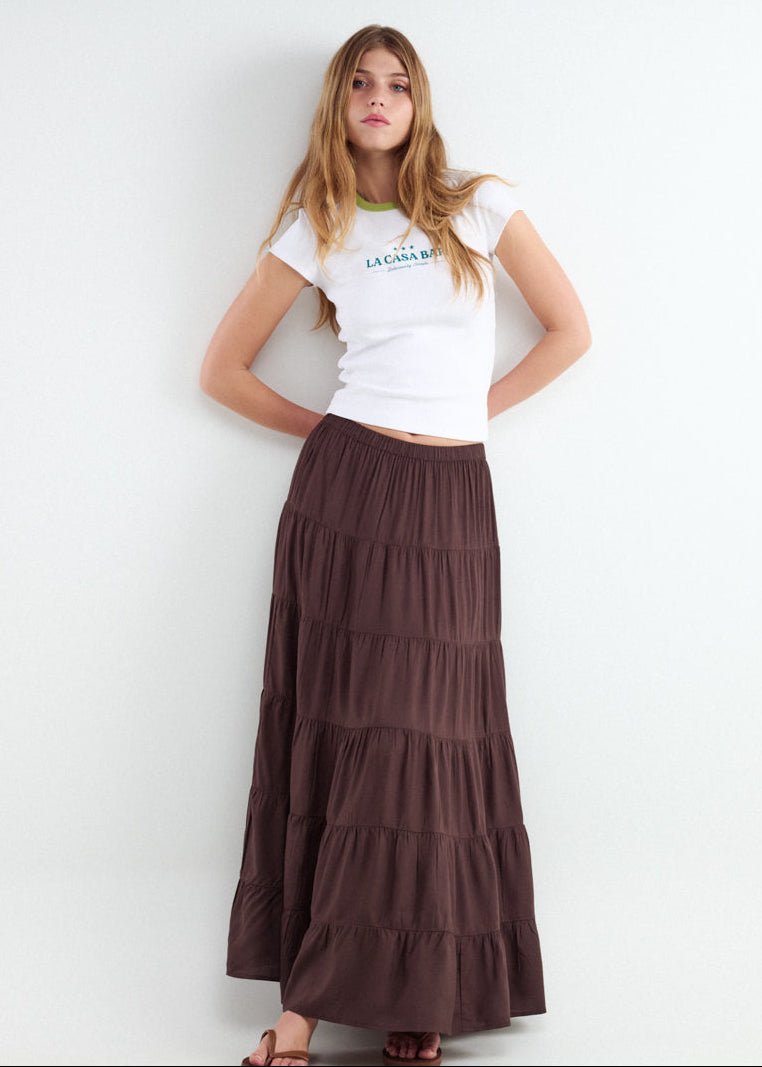 Long paneled skirt