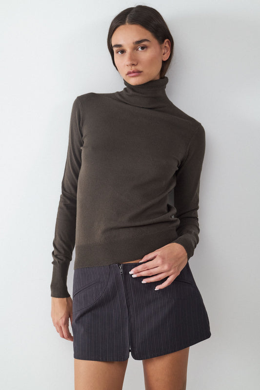 High-neck knit sweater