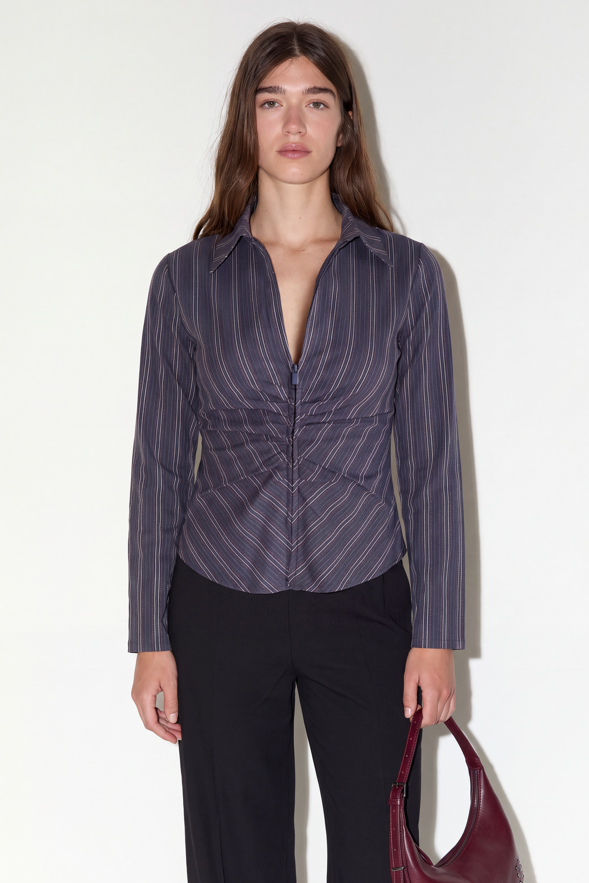 Camisa popelín entallada frunces