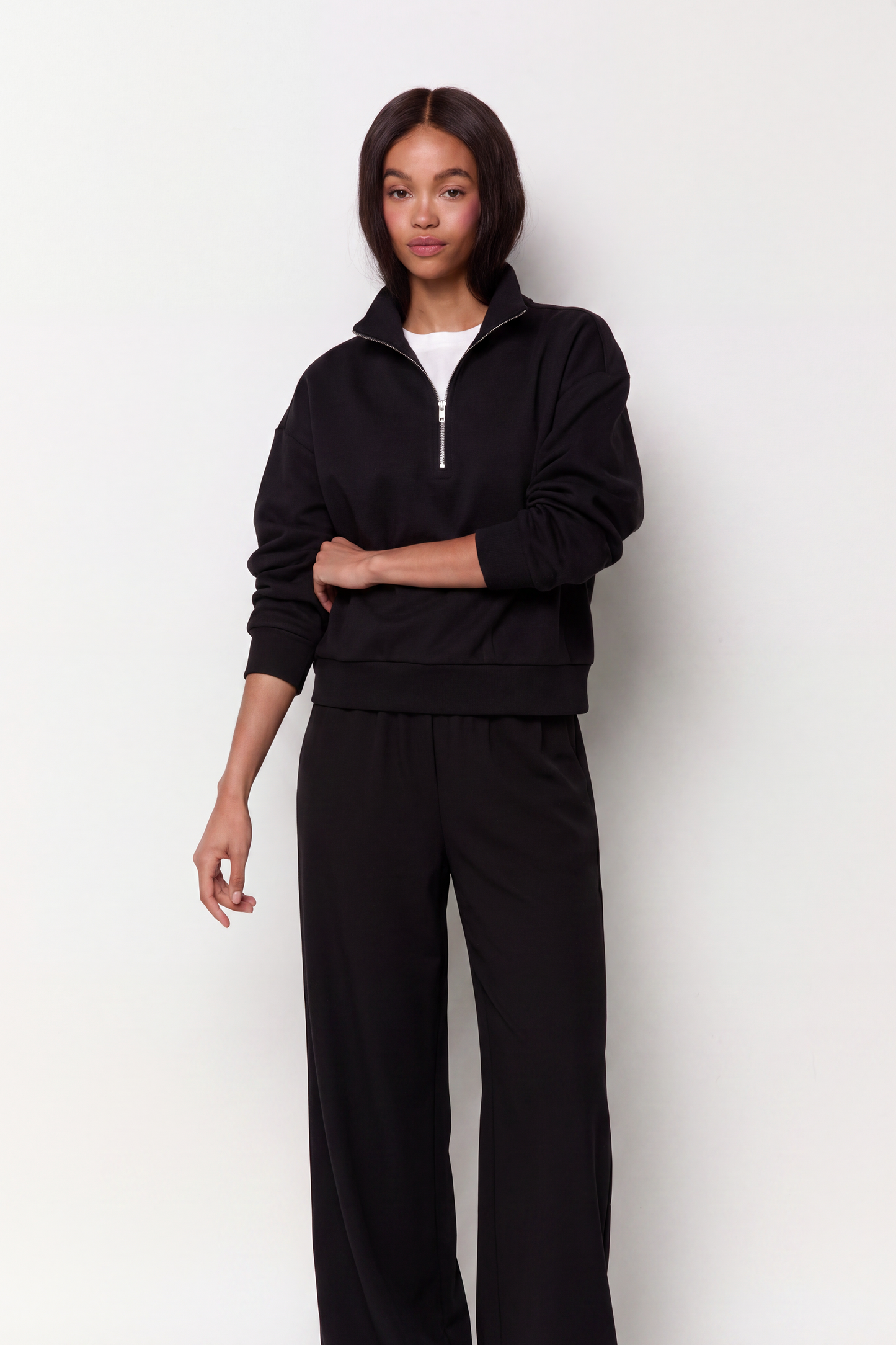 BAL HALF ZIPPER SOFT TOUCH SWEATSHIRT - Black