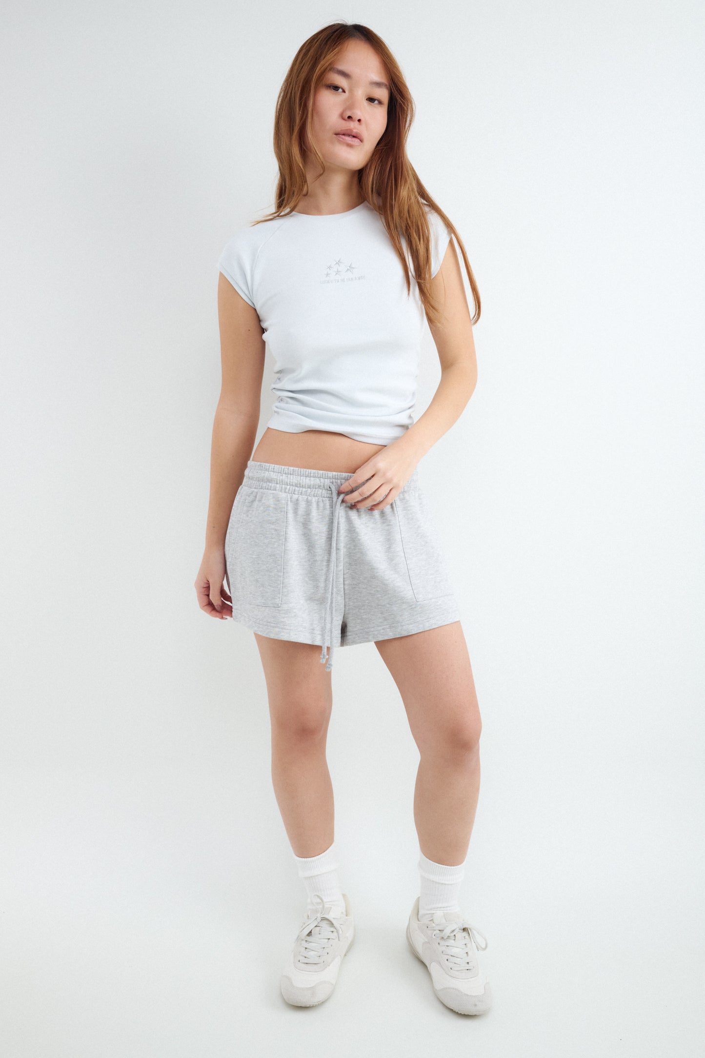BAL SWEAT MINI SHORTS - Light Gray Melange