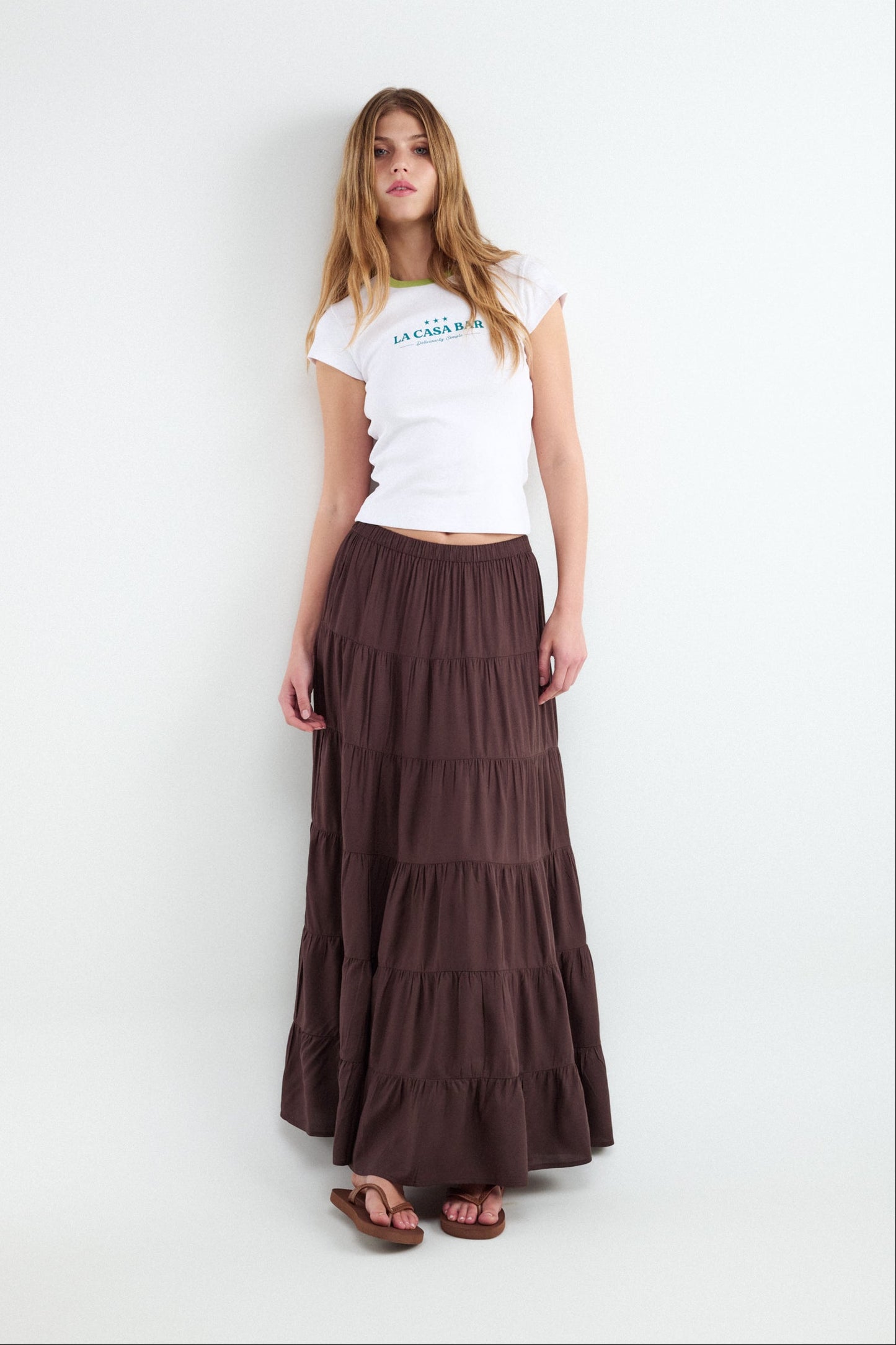 Long paneled skirt