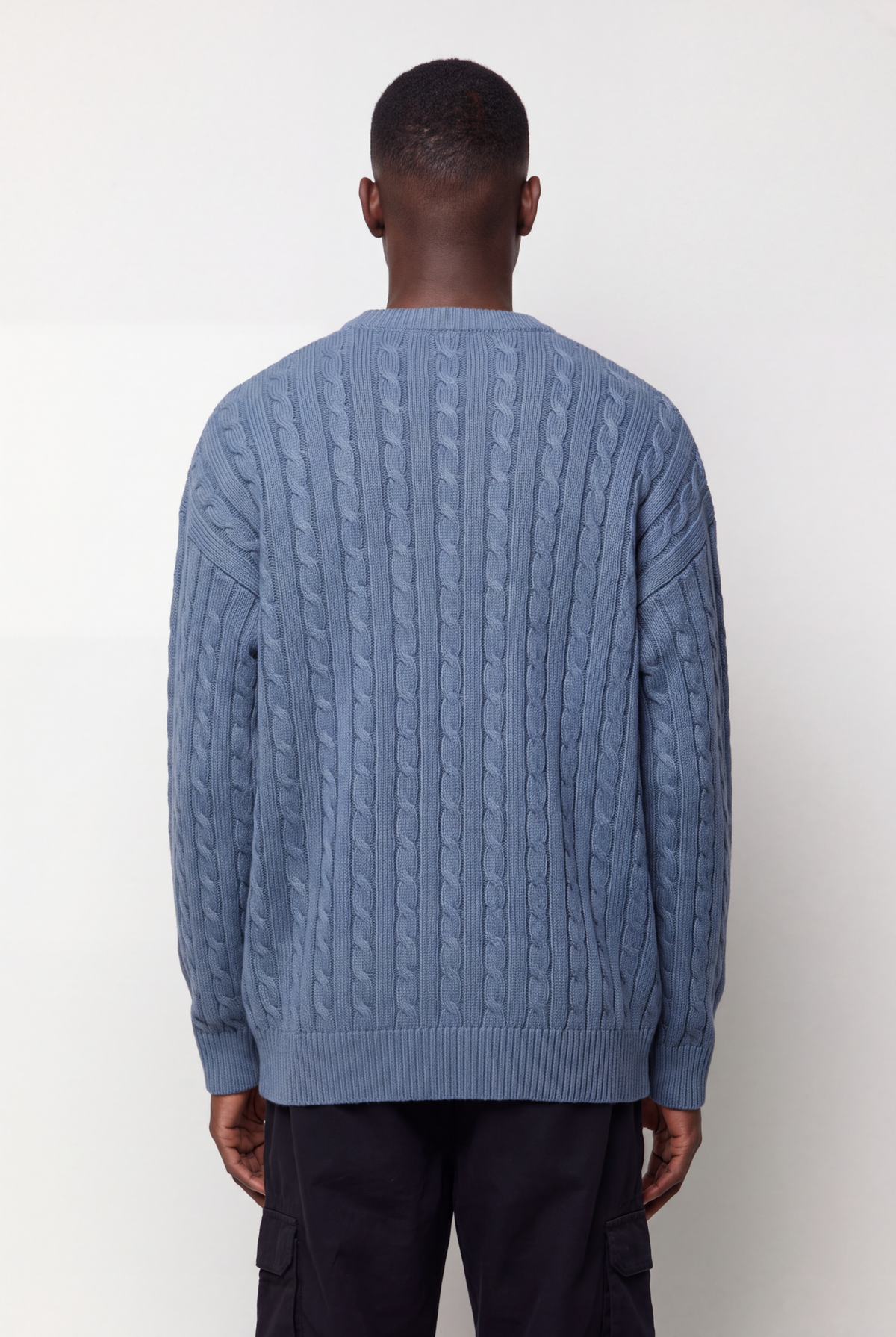Cable Knit Crew Neck Jumper - Midnight Navy