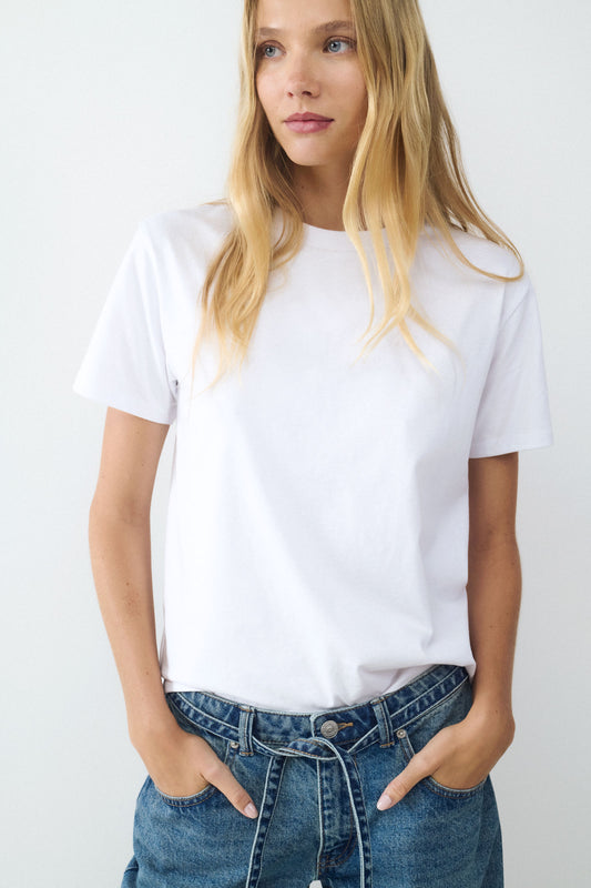 Regular basic short-sleeved cotton T-shirt