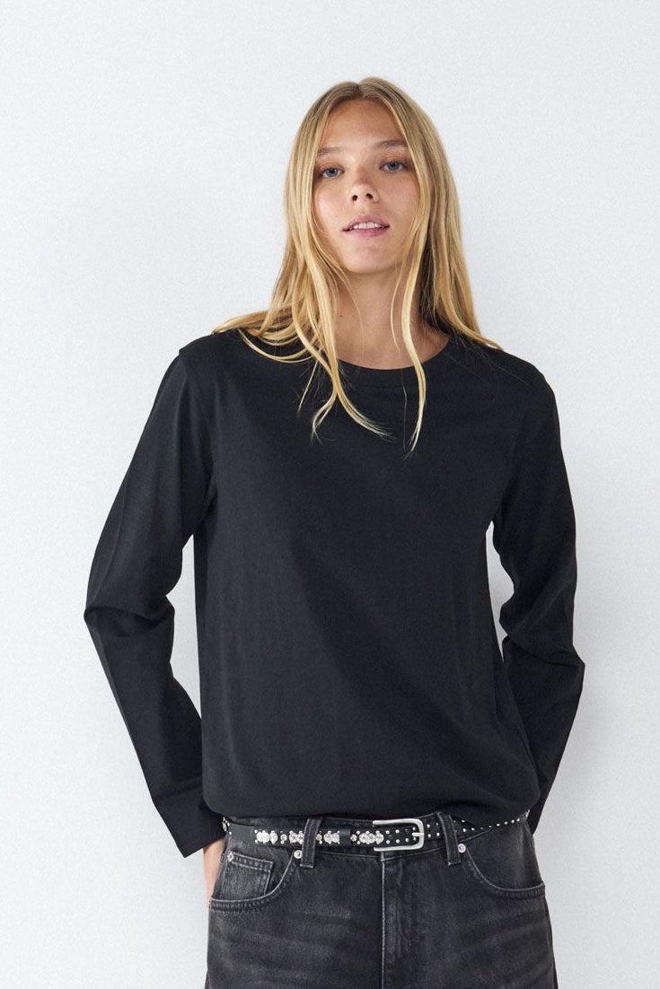 CAMISETA BÁSICA REGULAR MANGA LARGA ALGODÓN