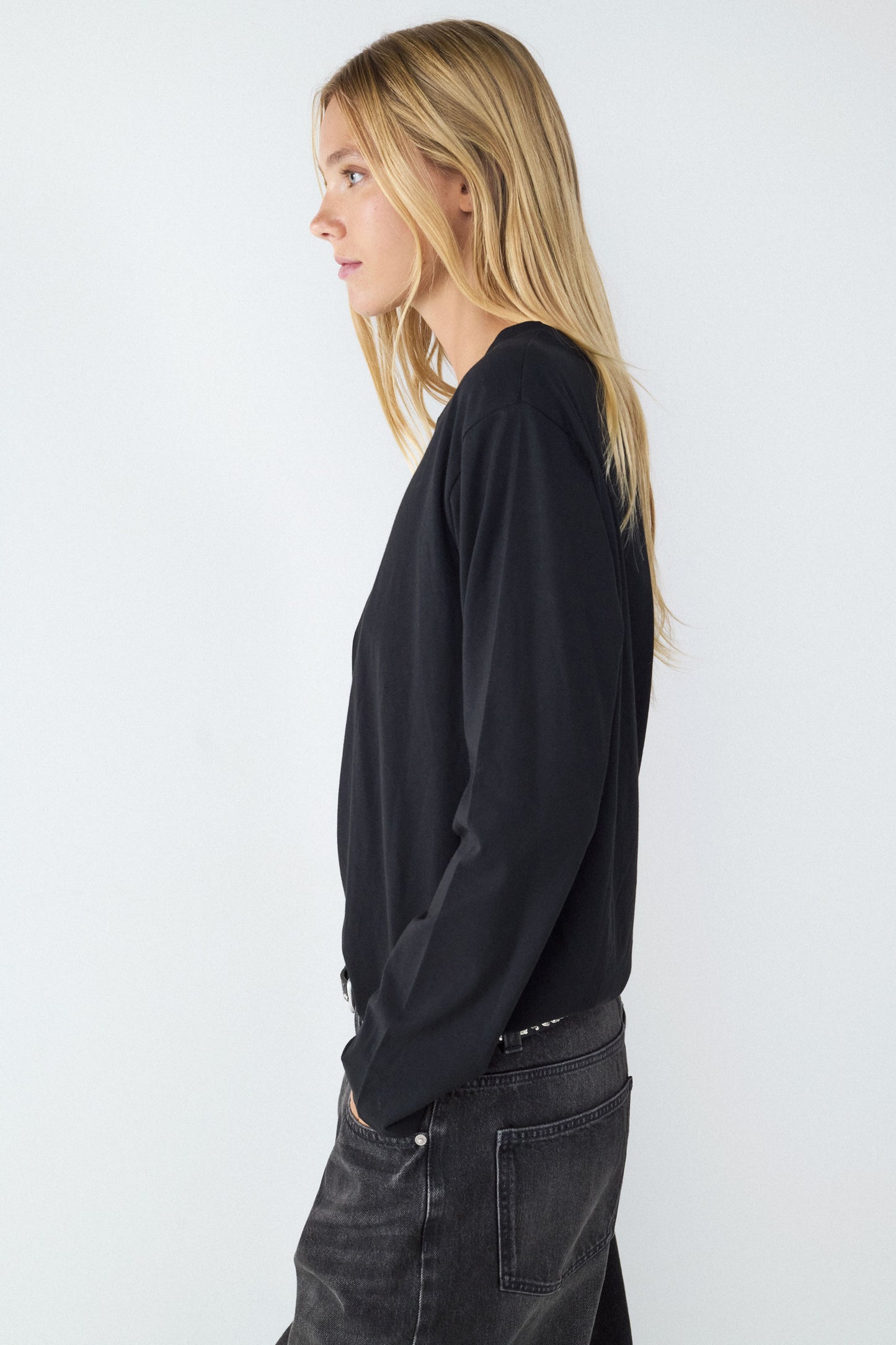 CAMISETA BÁSICA REGULAR MANGA LARGA ALGODÓN