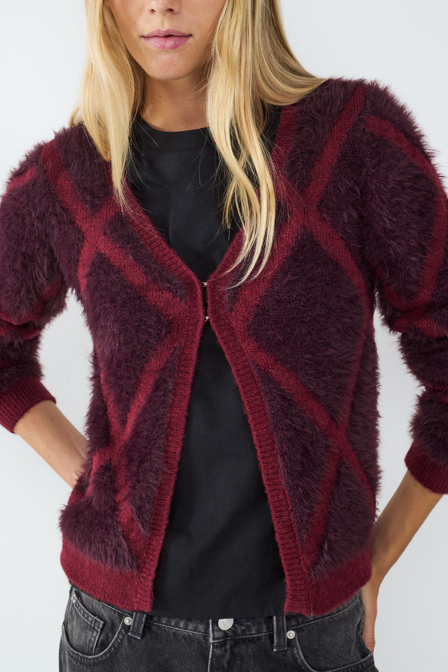 Cardigan escote pico estampado
