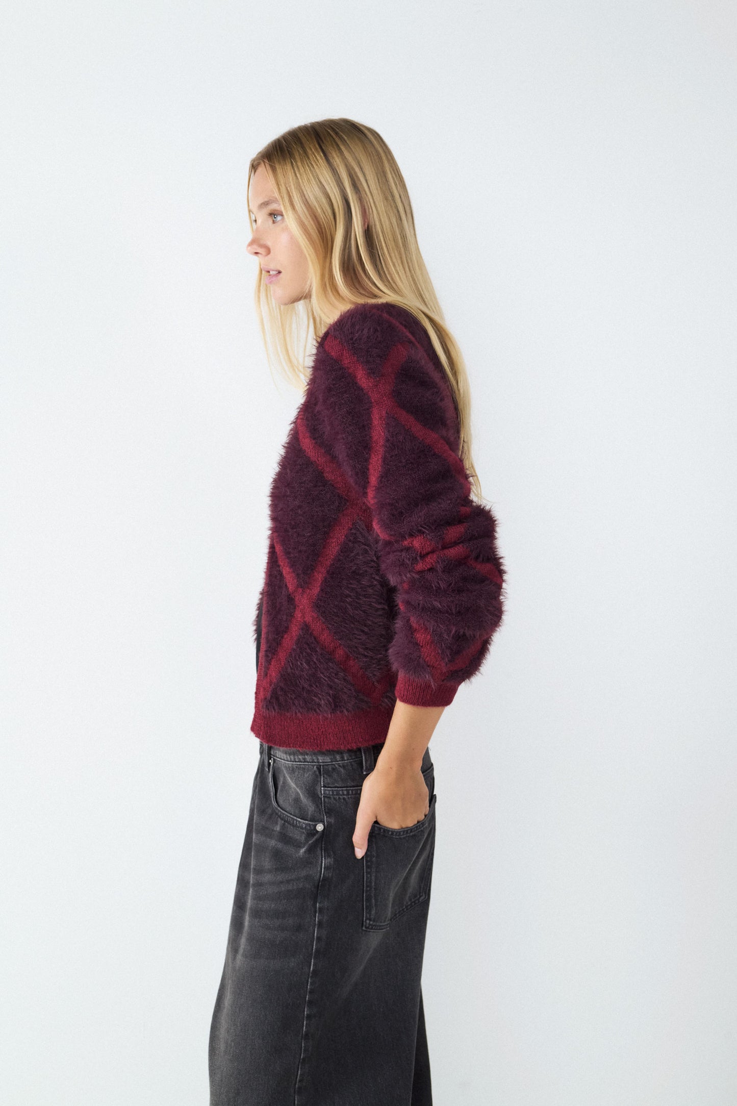 Cardigan escote pico estampado