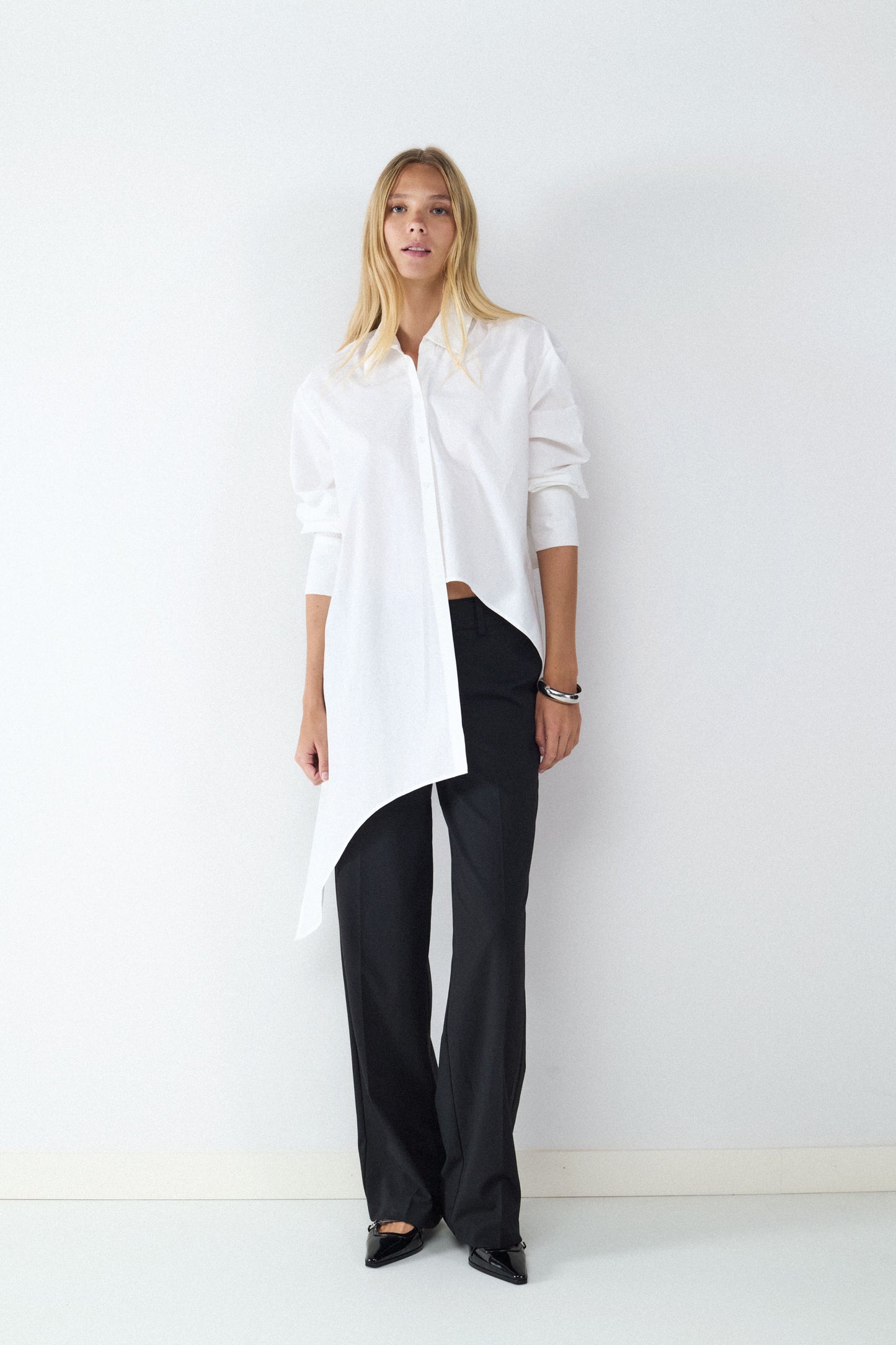 Cotton poplin crossover shirt