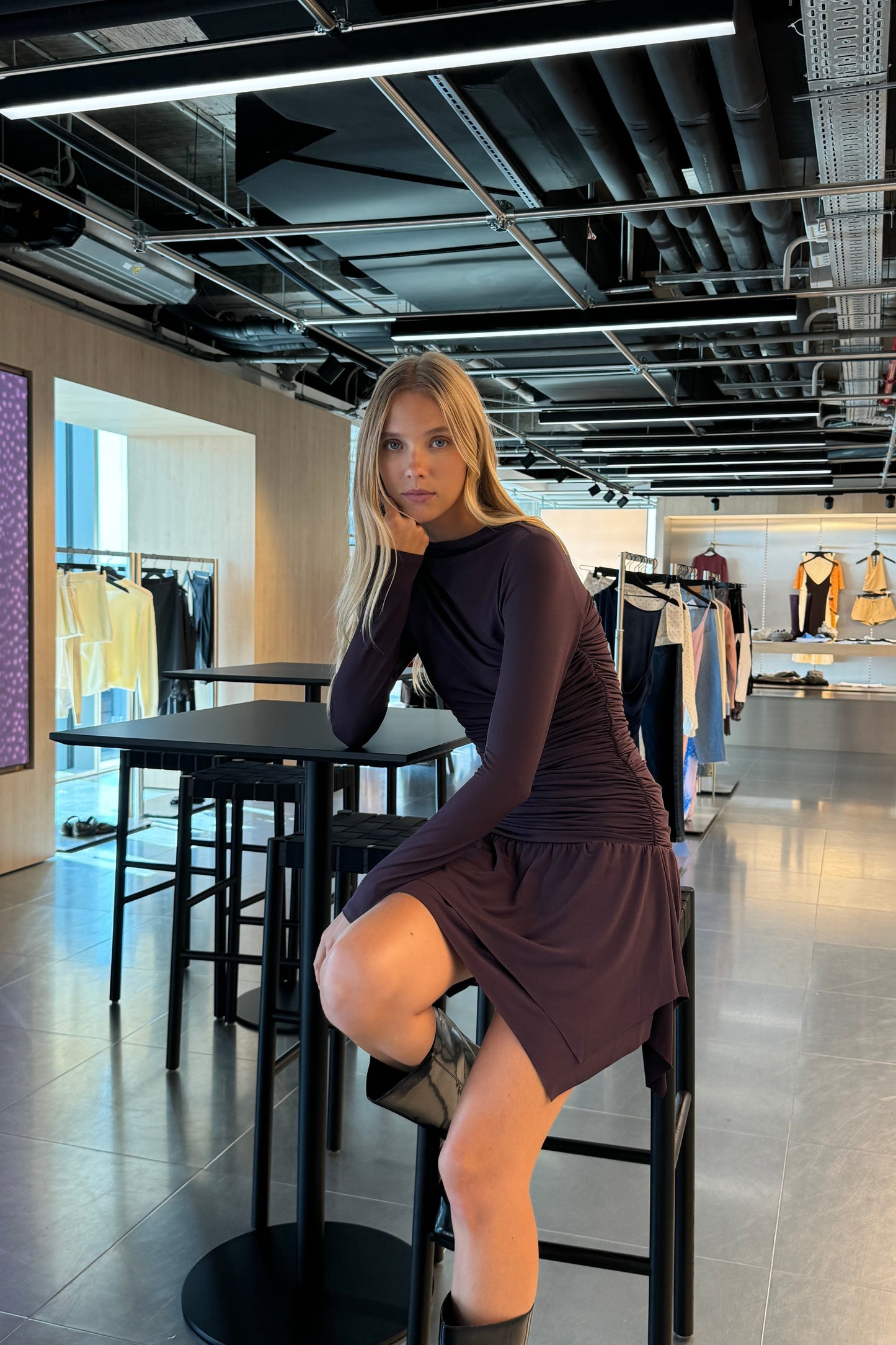 Vestido midi drapeado