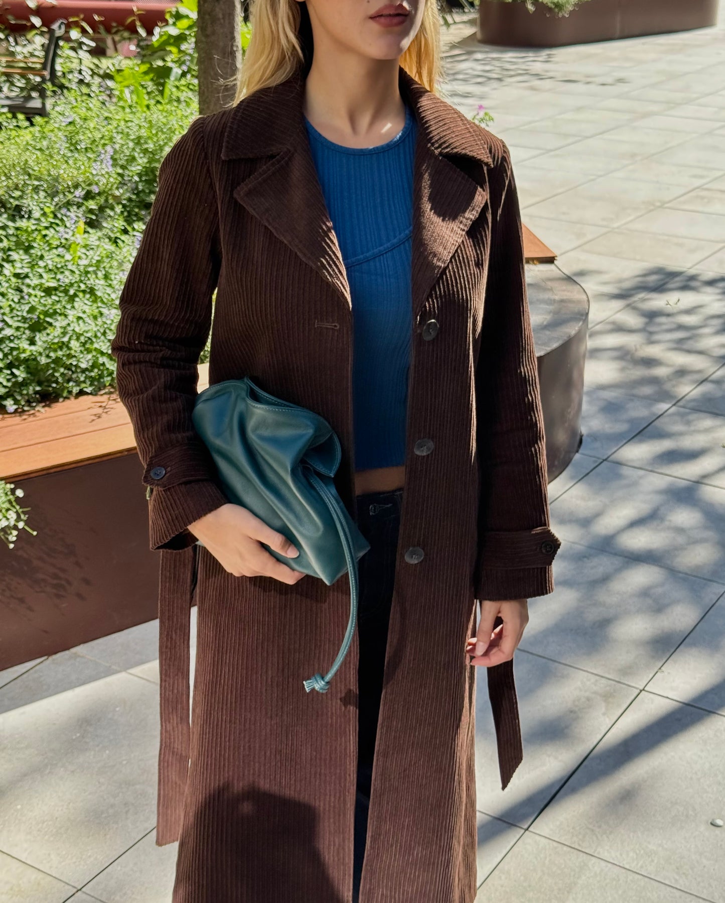 Corduroy trench coat