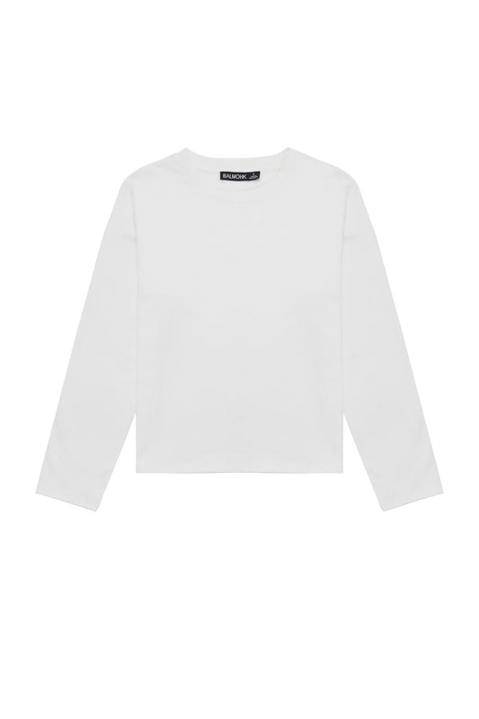 Regular basic long-sleeved cotton T-shirt