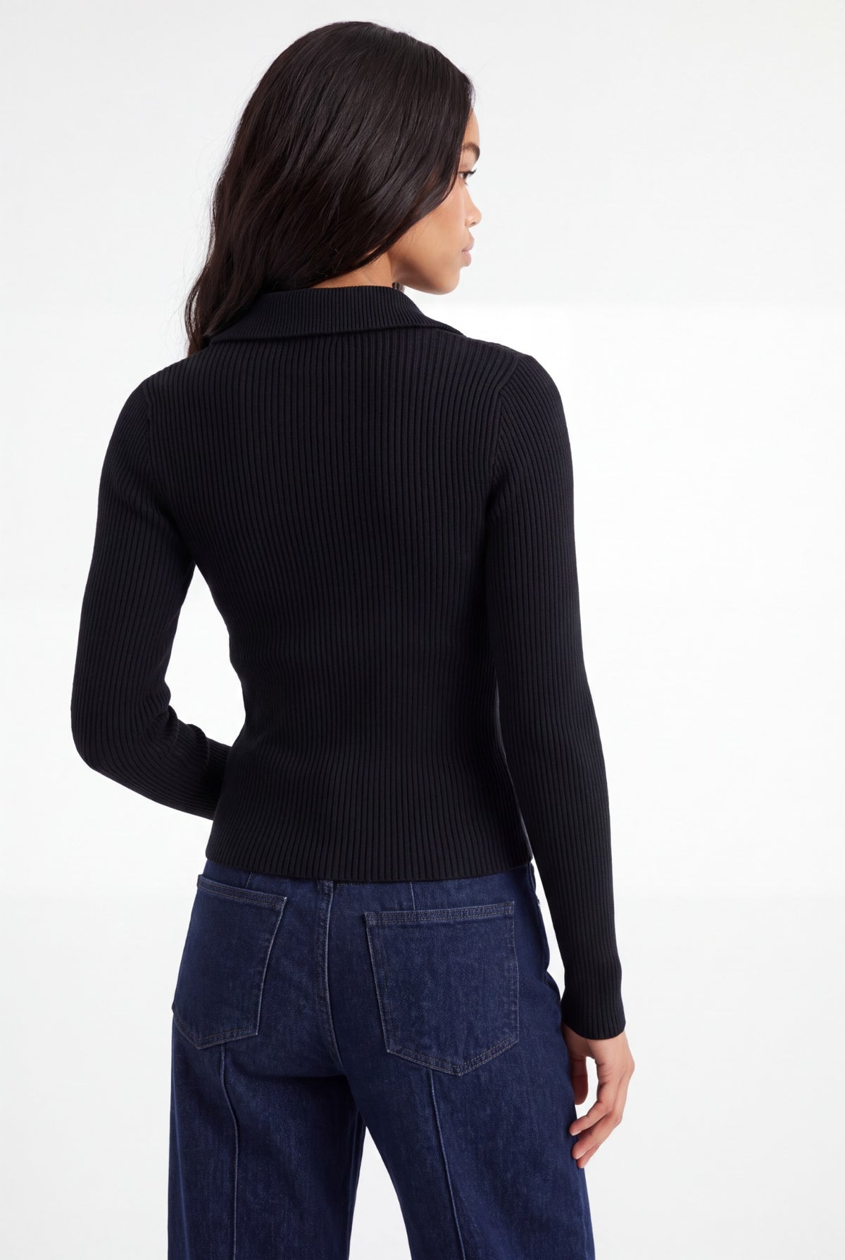 Chaqueta de punto canalé cremallera