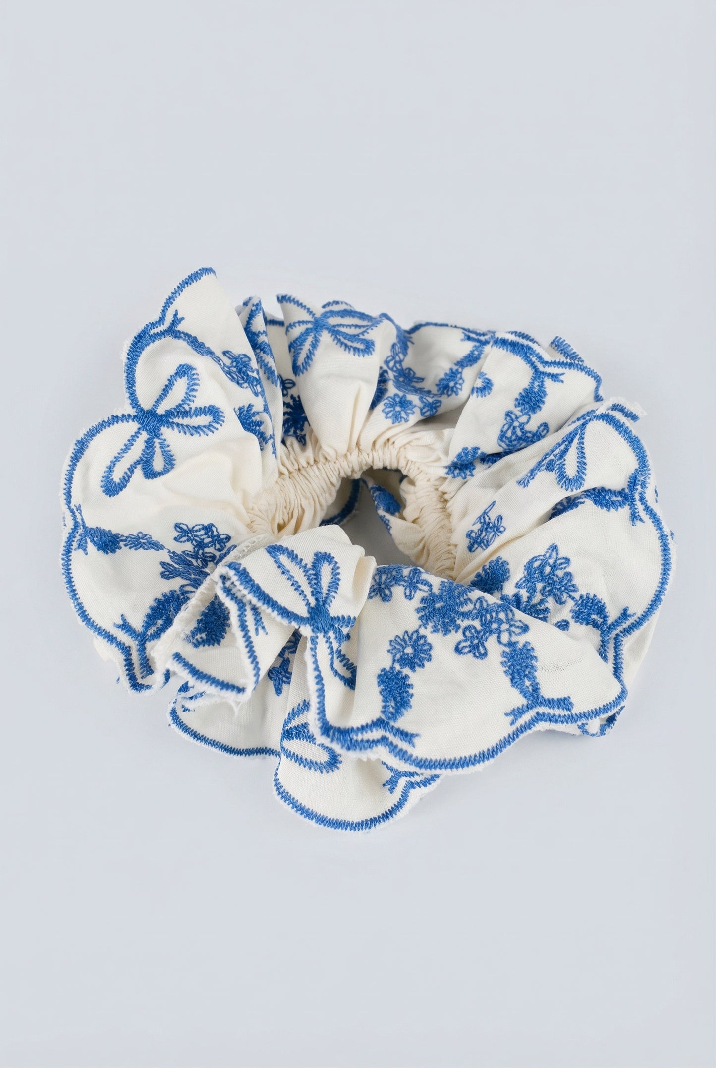 BLUE EMBROIDERED SCRUNCHIE