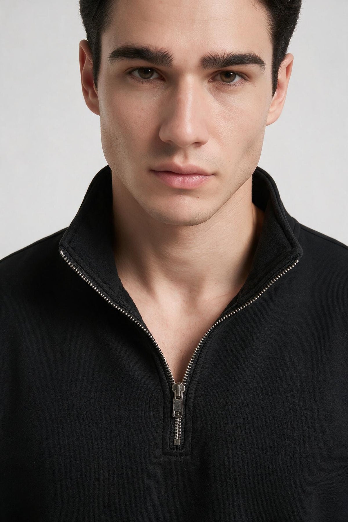 Sudadera washed cuello cremallera
