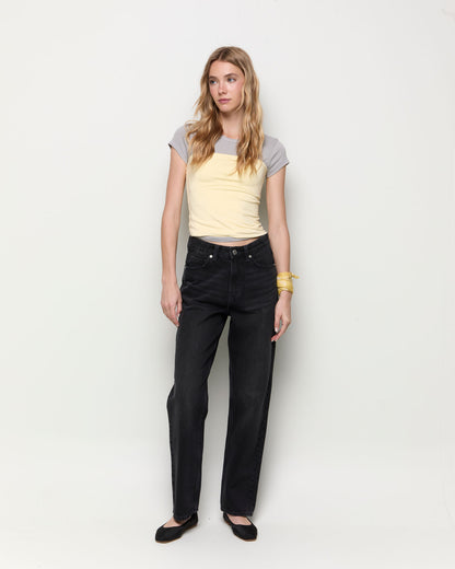 High-rise straight-leg jeans