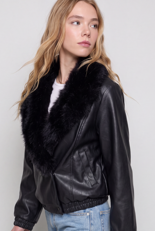 BOMBER EFECTO PIEL CUELLO PELO