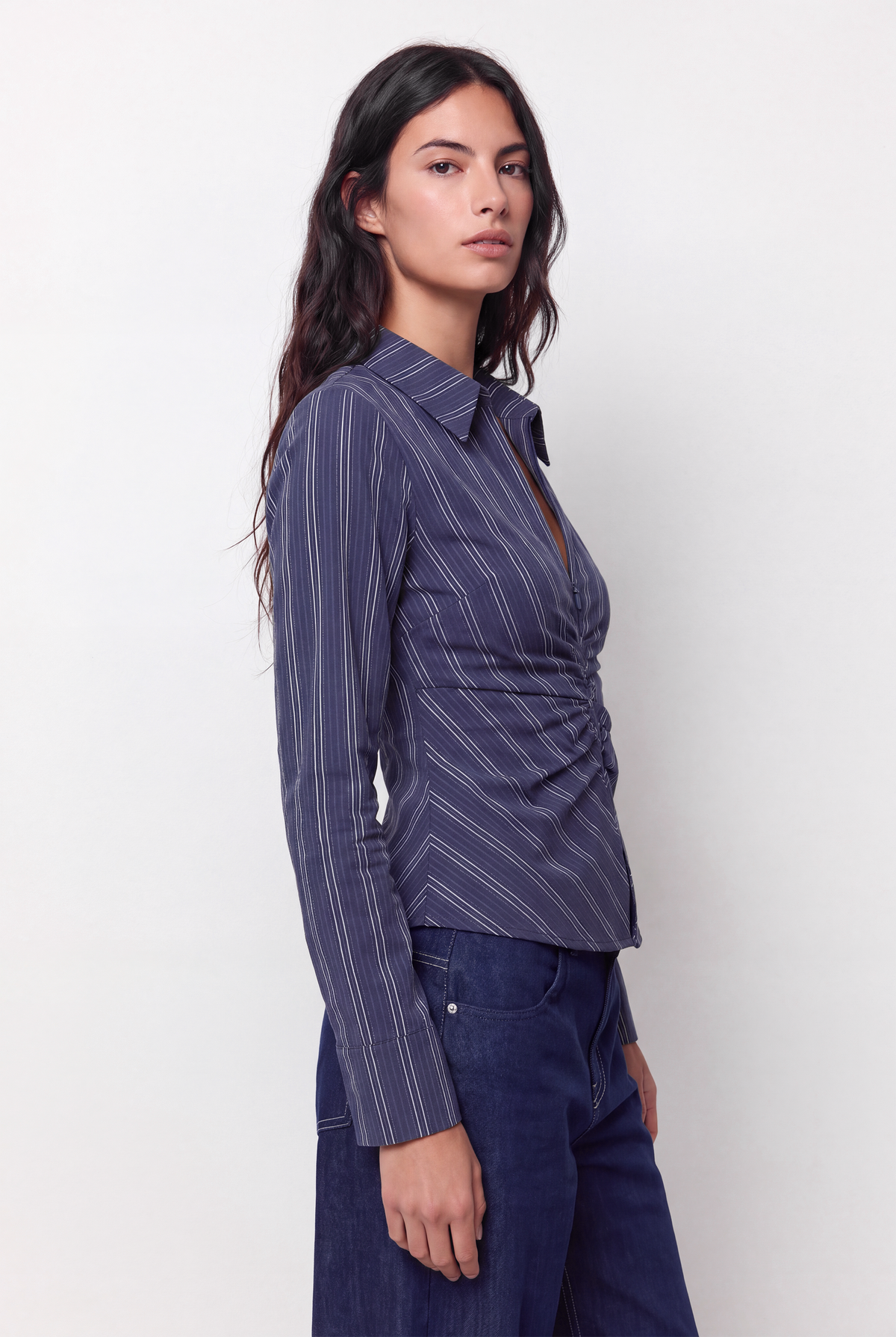 Camisa popelín entallada frunces