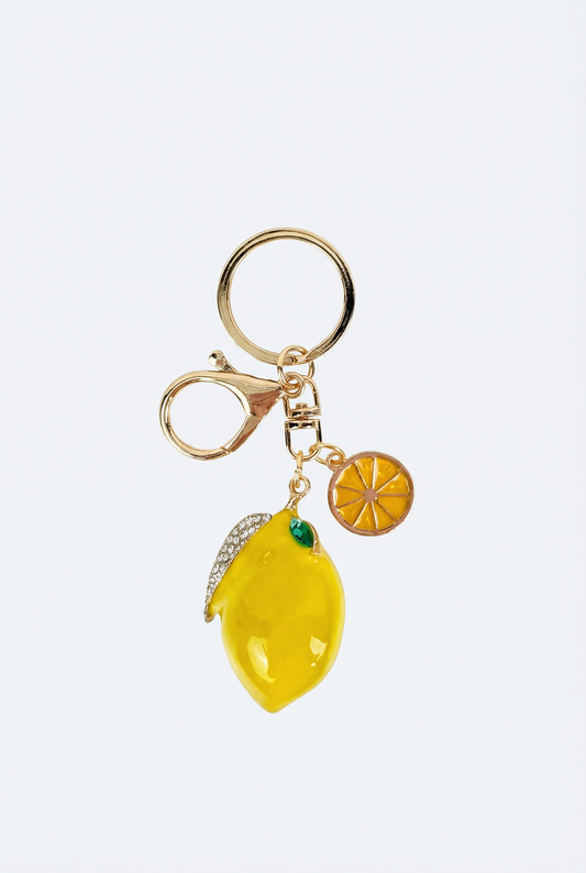 Lemon charm keychain