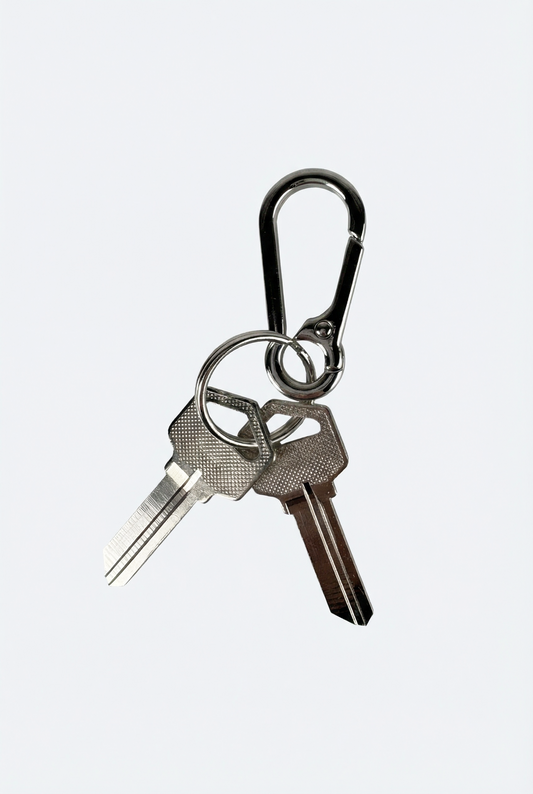 Metal keyring with carabiner