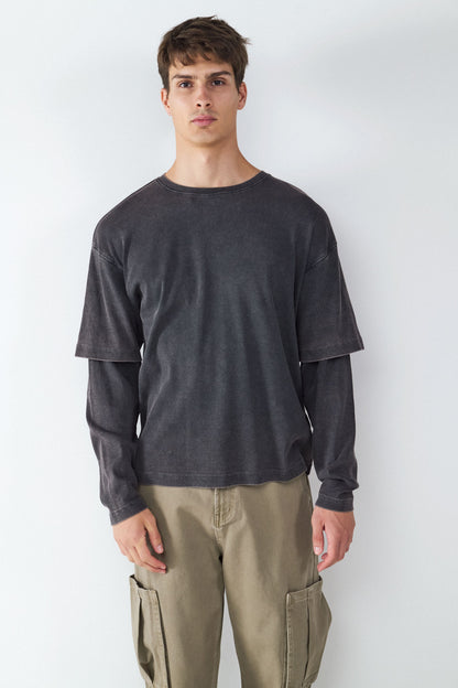 Camiseta Manga Larga Efecto Lavado