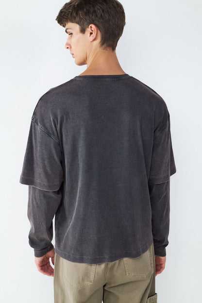 Camiseta Manga Larga Efecto Lavado