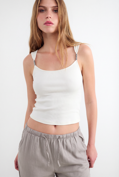 Cropped tank top with detailing