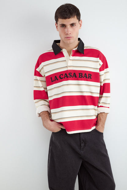 Sudadera Cuello Polo Stripped