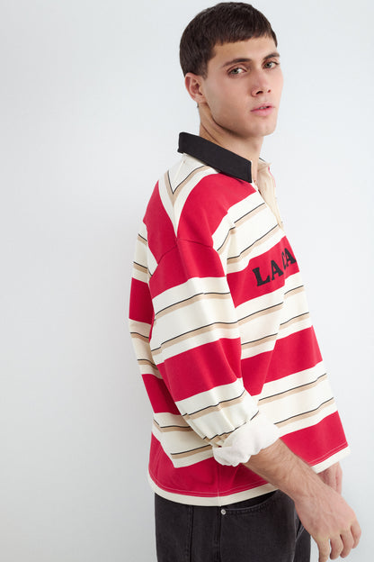 Sudadera Cuello Polo Stripped