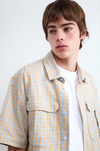 Short Sleeve Plaid Pocket Shirt