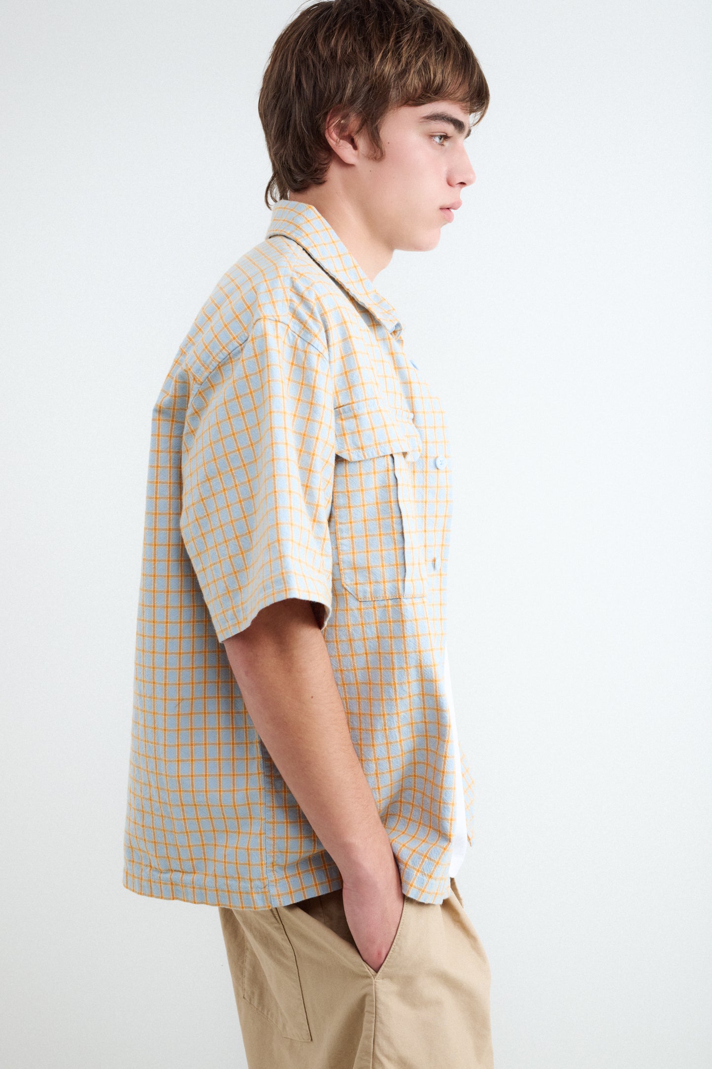 Short Sleeve Plaid Pocket Shirt