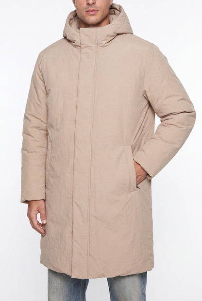 Puffer Hoodie Parka - Beige