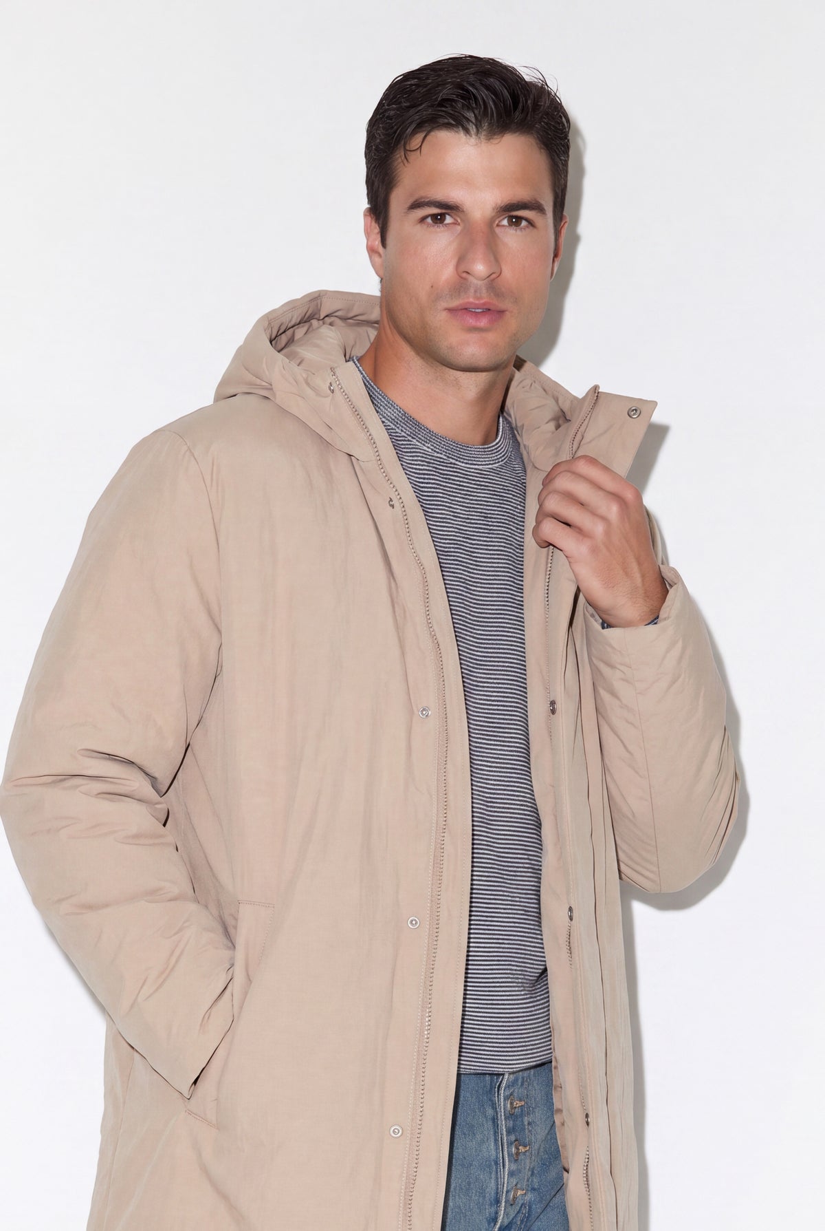 Puffer Hoodie Parka - Beige