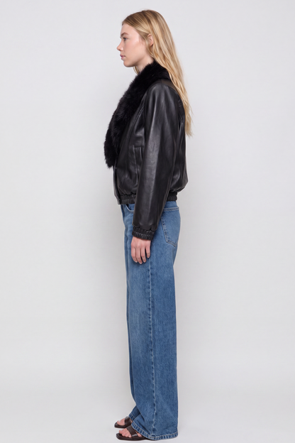 BOMBER EFECTO PIEL CUELLO PELO