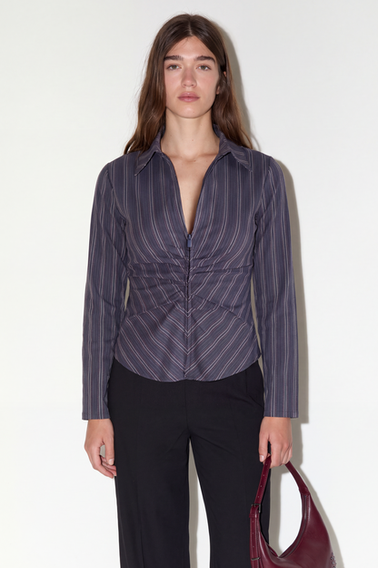 Camisa popelín entallada frunces