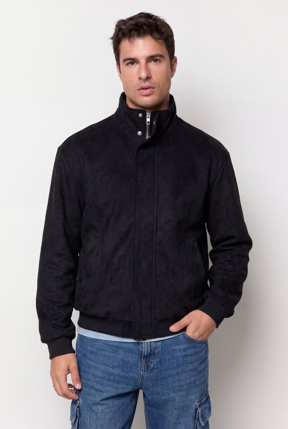 Cazadora bomber efecto suede