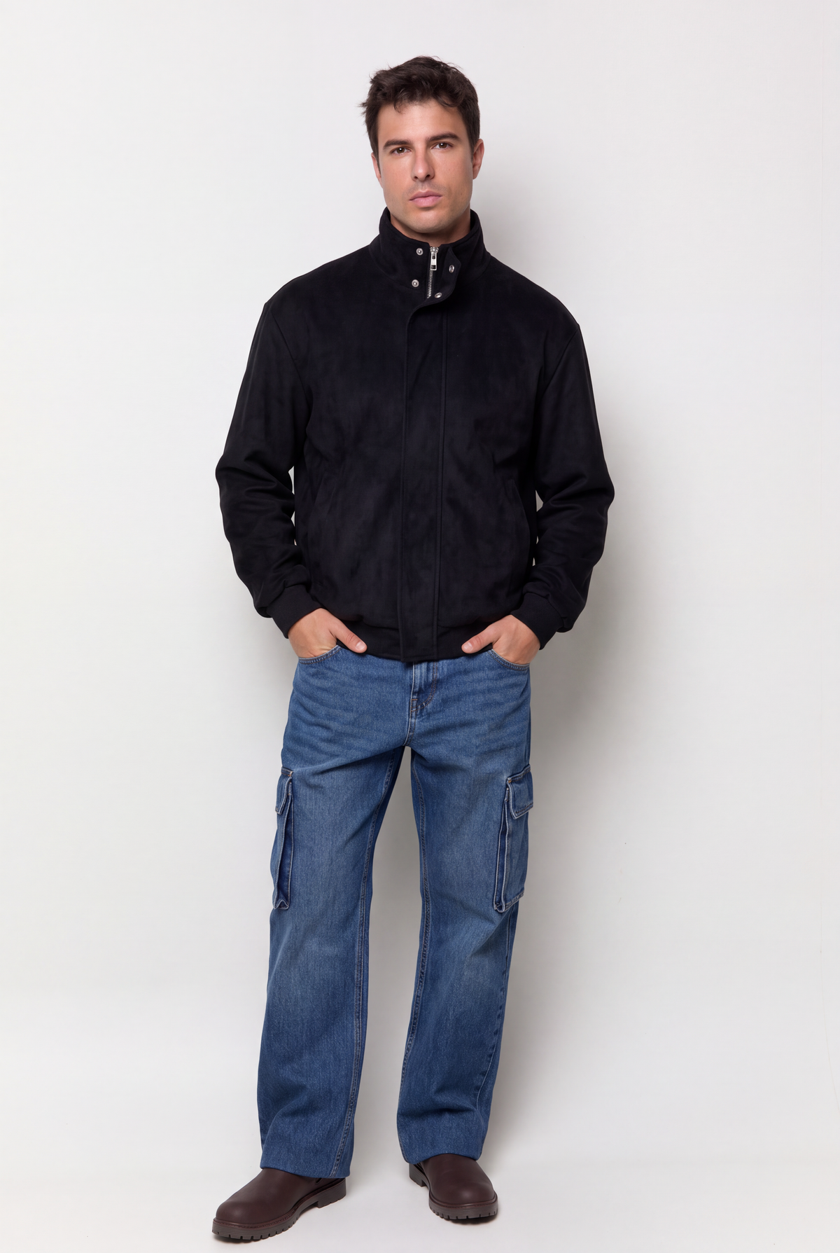 Cazadora bomber efecto suede