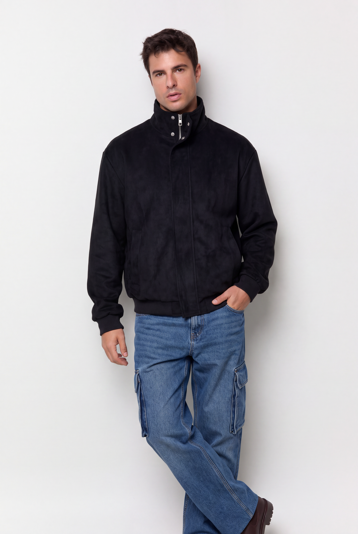 Cazadora bomber efecto suede