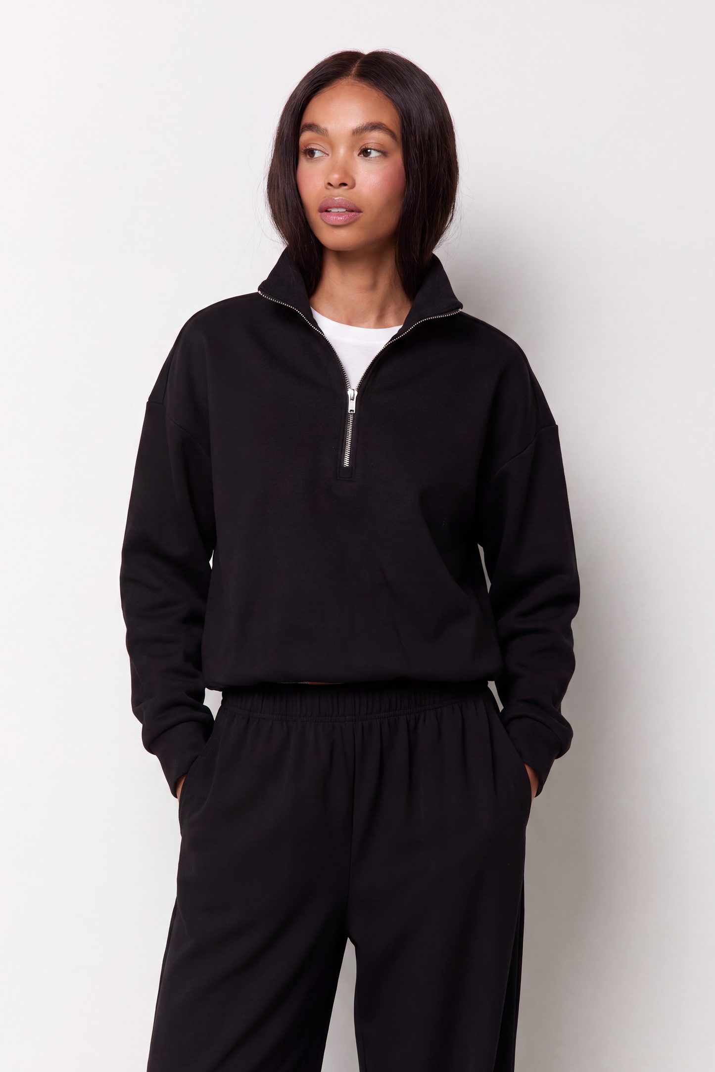 BAL HALF ZIPPER SOFT TOUCH SWEATSHIRT - Black