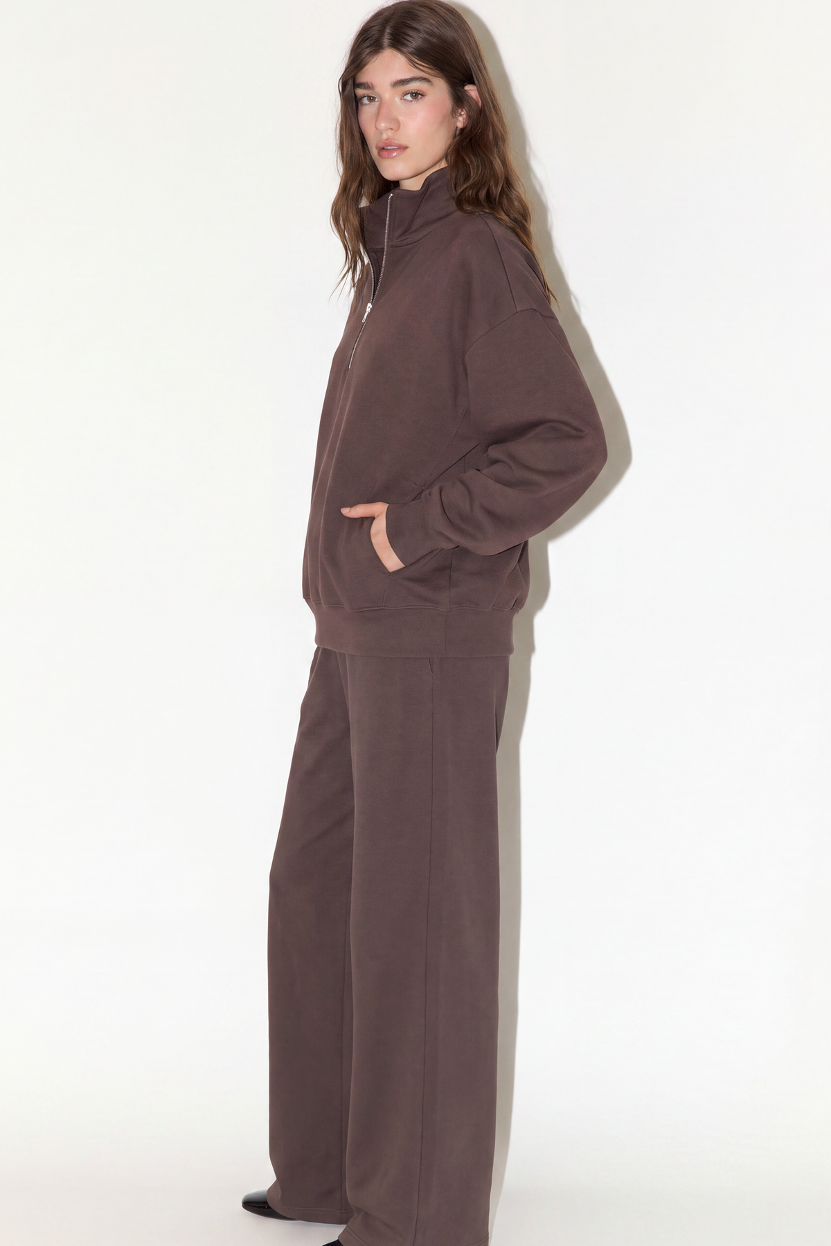 BAL HALF-ZIP SWEATSHIRT SOFT TOUCH - Deep Mahogany