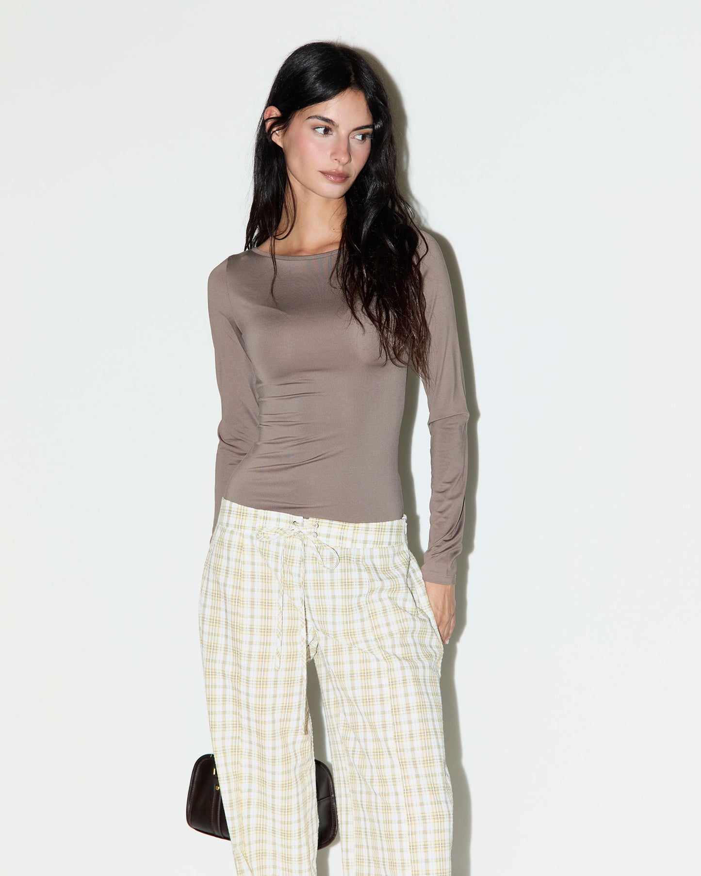 Long-sleeved boat neck bodysuit