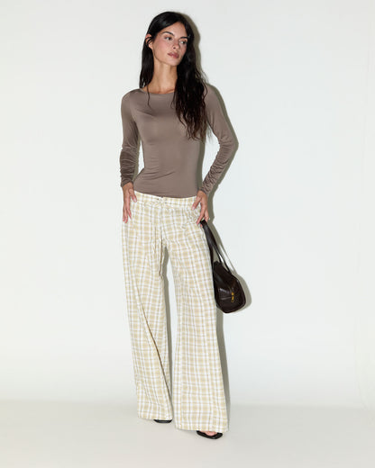 Long-sleeved boat neck bodysuit