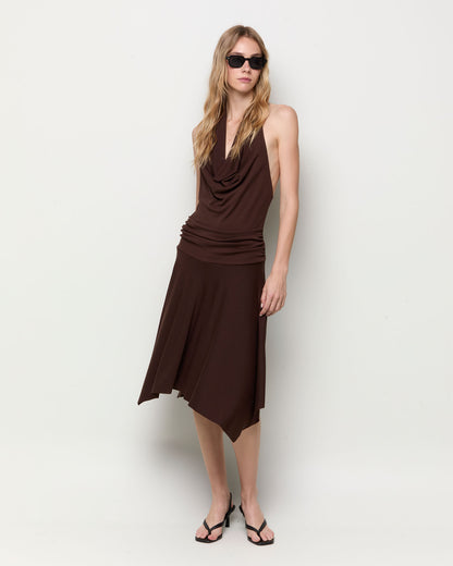 Vestido halter drapeado