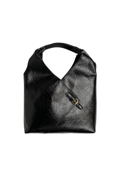 Faux leather shopper bag with buckle
