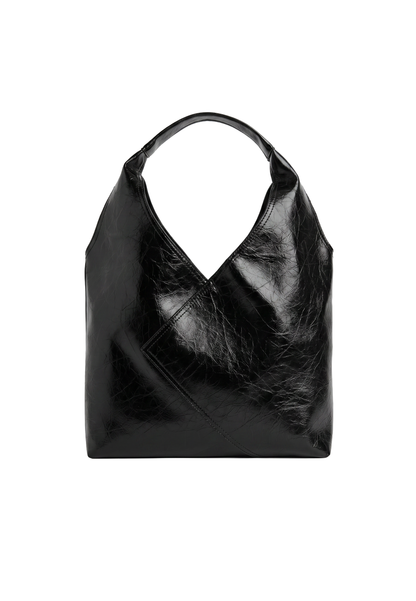 Faux leather shopper bag with buckle