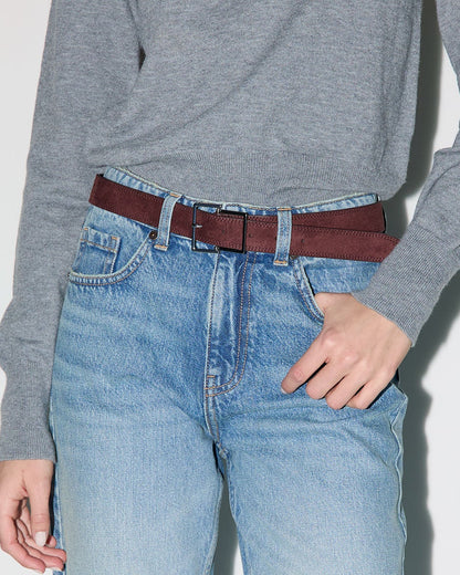 Faux leather belt with an oval buckle