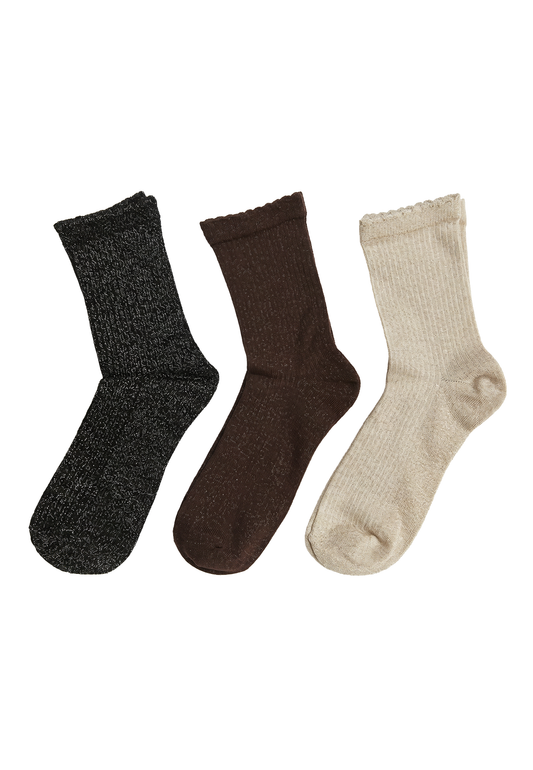 Pack 3 calcetines canalé con lurex