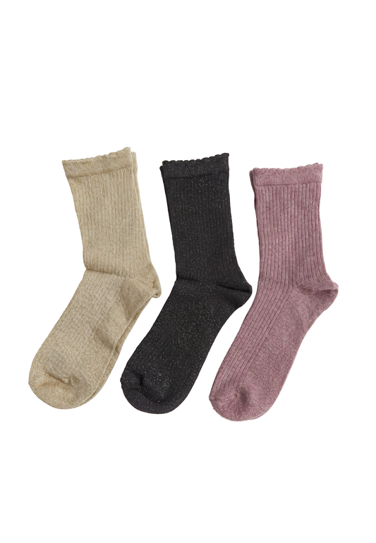 Pack 3 calcetines canalé con lurex