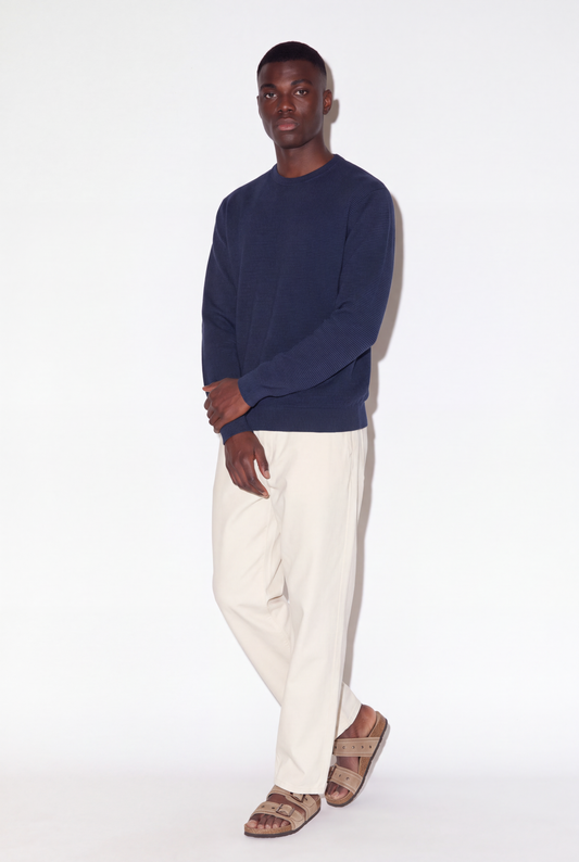 Fine Striped Jersey - Navy Peony